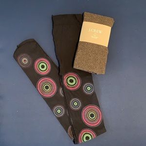 NEW! Tights bundle. J. Crew gray tights + Sheer black tights with pattern.